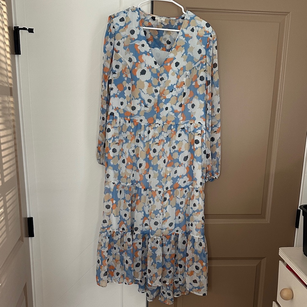 Joie Floral Dress in Blue and Orange - Picture 5 of 5